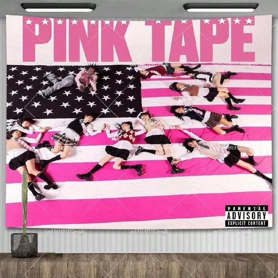 Lil Uzi Posters Vert Pink Tape Music Album Wall Art Tapestry Meme American USA Flag Background Backdrops Y2k Aesthetic Tapestrys4.Jpg - 白色 - 查看 1