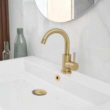 Modern Gold Double Outlet Bathroom Faucet - 360° Rotatable Spout, Easy Operation Splash-Proof Vanity Tap