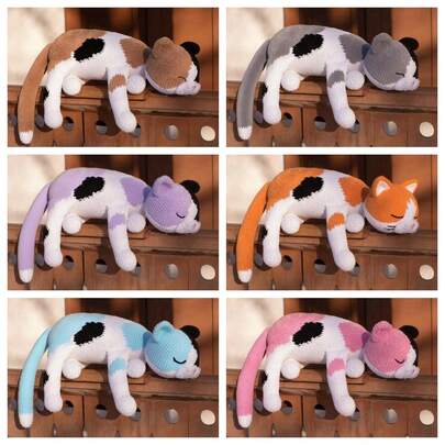 Cute Crochet Flower Cat Kits In Assorted Colors, Suitable For Beginners DIY Crochet Kits, Brown/Gray/Purple/Orange/Blue/Pink Flower Cat Crochet Kits With Step-By-Step Video Tutorials, DIY Crochet Kits For Pillow, Home Decor, Valentine's Day, New Year, Family Day, Easter Gifts, Suitable For Various Holiday Gifts, Wedding Decorations!