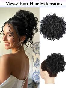 Messy Bun Elastic Drawstring Loose Wave Curly Hair Buns HairPiece Synthetic Hair Bun Hair Extensions Party For Women Daily Use - Multicolor - View 18