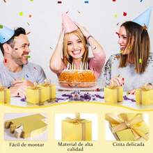 Paquete de 100 cajas de regalo doradas de 2 x 2 x 2 pulgadas cajas de regalo doradas con cintas para bodas Mini Cajas de Regalo para Regalos de Boda Regalo de Cumpleaños Fiesta - Aire - Ver 2