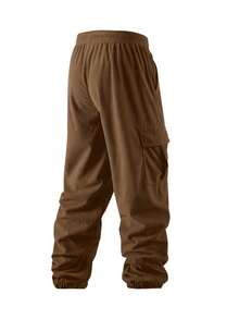 Męskie spodnie dresowe z sztruksu w dużych rozmiarach, luźne, codzienne, modne spodnie dresowe, spodnie cargo z dużymi kieszeniami, odporne na mechacenie, odpowiednie na zakupy, randki, podróże, sporty rekreacyjne i do noszenia na co dzień - Brązowy - Zobacz 5