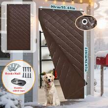 AIYYIPA 1pc Thermal Insulated Door Curtain, Winter Eyelet Porch Cover, Windproof & Warm, Cold & Heat Protection, Oxford Cloth, Thick Cotton Fiber, Single Panel Door Divider Blanket, Suitable For Winter Cold, Living Room, Garage, Bedroom, Gray, Brown, 90*210CM, 100*210CM - Multicolor - View 13