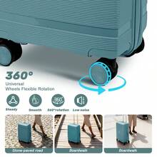 DEESSERA 4pcs Family Travel Luggage Set In Rose Golden - 13",20", 24", & 28" Suitcases With TSA-Approved Combination Locks - 淺藍色 - 查看 5