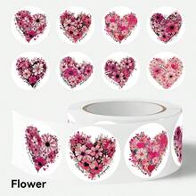JOERBABU the little kangaroo Bobbie 500pcs/Roll Floral Heart Shaped Stickers, DIY Sticker Gift Decoration First Choice. Happy Valentine's Day, 8-10 Patterns, Suitable For Small Gifts, Cup Decoration, Gift Bag Decoration, Etc. - Multicolor - View 1