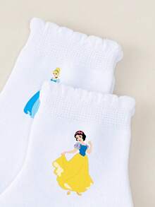 Disney 5双装公主可爱袜子，艾莎和美人鱼图案，中筒袜，韩式卡通风格，白色，儿童袜子，男童袜子，女童袜子，适合狂欢节、情人节、圣帕特里克节、慕尼黑啤酒节、复活节、斋月等各种场合，整体可爱风格 - 彩色 - 查看 8