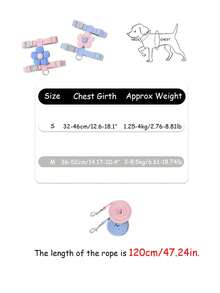 LANGXINGCS 可爱花卉图案猫咪胸背带套装，舒适轻便，防逃脱宠物胸背带套装