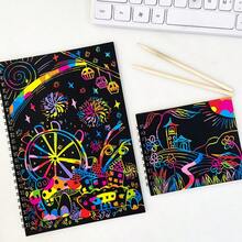 彩虹刮画笔记本 - DIY创意绘画本，适用于艺术和手工项目 | 彩色刮纸，满足爱好和创意表达需求 | 可重复使用的艺术用品，适合居家和休闲使用