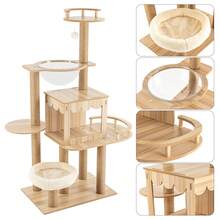 kangten 60 Inch Cat Tree Tower, Large Cat Tree For Indoor Cats With Structure, Jumping Platform, Staircase And Hammock, Indoor Condo With Climbing Ladder Modern Catt Towers Floor Caat Scratching Post A Nice Gift - 預設 - 查看 6