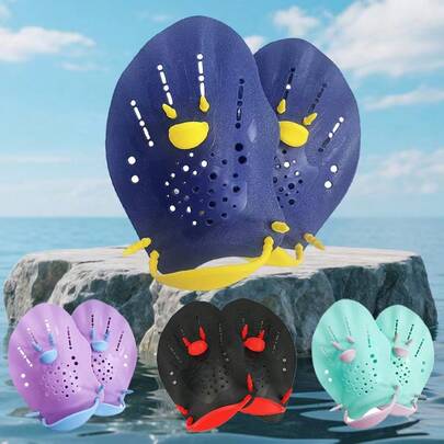 1 Pair Adjustable Silicone Swimming Hand Paddles, Colorful Swim Training Gear To Increase Swimming Speed, Unisex Design Suitable For Pool Swimming