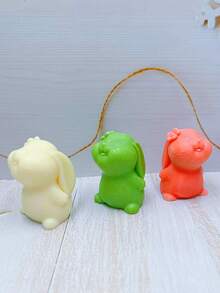 1pc Easter Bunny Shaped Candle, Silicone Mold, Plaster Decor Mold - White - View 4