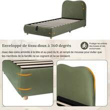 Upholstered Bed, Single Bed, Children's Bed 90 X 200 Cm, Hydraulic Functional Bed, Slatted Bed With Headboard And Large Storage Space, Upholstered Headboard In Green Velvet - Green + Velvet - View 6