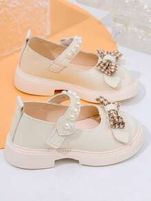 2026新款平底鞋，一双可爱时尚的女童真皮鞋，防滑耐穿透气休闲鞋，轻便柔软的幼儿学步鞋，兼具公主风和校园风。 - 米色 - 查看 5