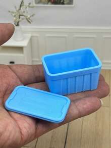 Mini House Storage Box, Miniature Model Food Toy Storage Box, Realistic Lidded Micro Crate, Plastic Bucket Model, Model House Decor, Small Jewelry Storage Box, Ideal For Storing Tiny Household Items - Perfect For Decorating Your Dollhouse - Multicolor - View 5