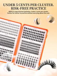 375Pcs Fairy Lash Clusters Kit 10-18mm Manga Eyelash Clusters C Curl - WideSpan DIY Eyelash Extensions Kit Wet-Look Spiky Anime Lashes Individual Fake Eyelashes Clusters Kit Ultra-Thin Invisible Lash Band,It Comes In Various Styles, Including Cartoon Eyelash Clusters, Anime Eyelash Clusters, Eyelash Graft Clusters, Natural-Style Eyelashes, Fairy-Style Eyelash Clusters, And Single Cartoon Eyelashes Suitable For Beginners. - Burnt Orange - View 5