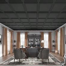 12-Pack Drop Relief Ceiling Tiles For Home Office Commercial Space 24 X 24in PVC Waterproof 3D Wall Panels Cover 48 Sq. Ft Black - SquareBlack - 查看 3