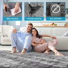 1 pieza Alfombra de área gris, Alfombra de sala de estar, Alfombra de dormitorio, Tapete de piso lavable, Decoración del hogar - Gris - Ver 4