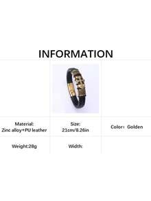 1pc Men's Punk Style Skull Cross Handmade Woven Leather Bracelet Accessory - Bracelet - View 16