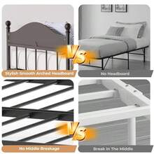 Sofá cama individual de metal con cama nido plegable, estructura de cama robusta con plataforma de listones de acero, moderno sofá cama convertible con cabecero decorativo, ideal para dormitorio, sala de estar o habitación de invitados. - Negro - Ver 5