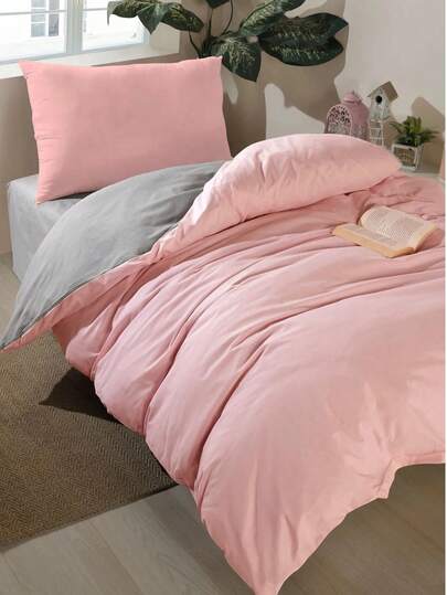 Made In Turkey-2-Piece Set With Geometric Pattern, 65% Cotton 35% Polyester, Suitable For All Seasons, Duvet Cover With Button Closure. 1 Duvet Cover (140x200cm) And 1 Pillowcase (50x70cm). Highly Breathable, Soft And Lightweight. Pillowcase Pattern Is Randomly Generated. -Artus Gri