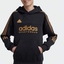 Adidas Youth Casual Versatile Pullover Long Sleeve Hooded Sweatshirt IY6379 - Black - View 3