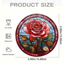 2D平面彩绘玻璃玫瑰吊坠，1个装 - 圆形亚克力悬挂装饰，适用于家居、窗户、花园、圣诞节、情人节、婚礼、生日装饰 - 轻巧耐用，室内/室外皆宜 - 充满活力的2D平面设计和彩绘玻璃艺术效果，是完美的礼物之选 - 适用于客厅、卧室或派对装饰的艺术品 - 亞克力-圓 - 查看 9