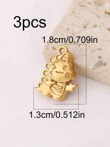 3 piezas de acero inoxidable chapado en oro de 18K con colgantes de osito pequeño, osito grande y dragón lindo para hacer joyas DIY, suministros de accesorios, componentes, aretes, collares, pulseras y hallazgos - 3 colgantes - Ver 7