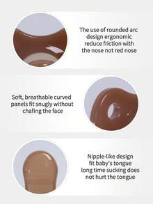 KUNT 1 pieza Chupete de silicona plano de color marrón, apto para uso diario - Marrón oscuro - Ver 6