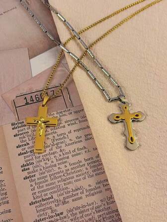 18K Gold-Plated Stainless Steel Cross Necklace-Crafted From Hypoallergenic Materials, Featuring A Minimalist Yet Elegant Design. The Perfect Choice For Gifting To Friends, Church Prayer Occasions, Or Valentine's Day Presents.