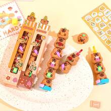 Kit de 6 Cores Mini Marca Texto Formado Capivala Material para Escolar Fofo - Multicolorido - Visão 7
