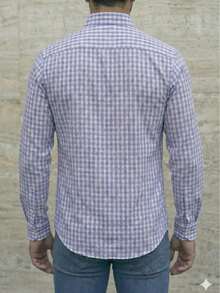 CAMISA ML BASICA REGULAR SLIM FIT - Azul y blanco - Ver 3