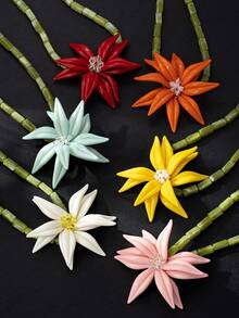 1 pieza Collar de flores de cuentas hecho a mano, collar gargantilla de nudo de bambú con camelias 3D de estilo dulce y elegante para fiestas, cadena de cuello de alta gama con vibra única - Collar de flores tejidas - Ver 2