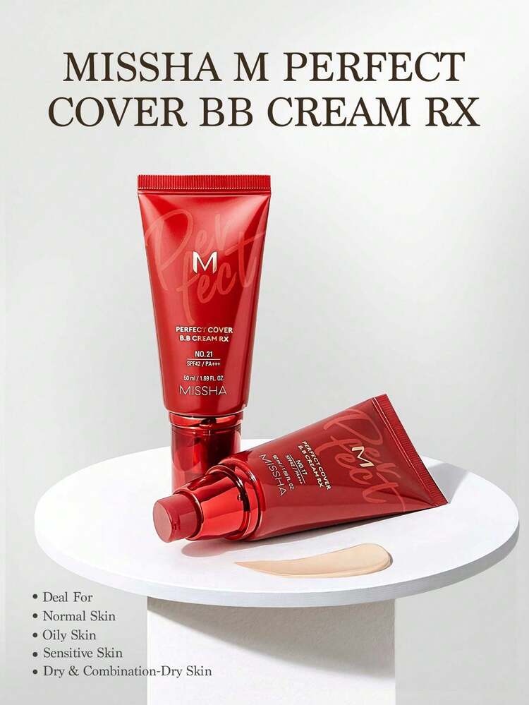 MISSHA M Perfect Cover BB Cream SPF42/PA+++ (50ml) - Full Coverage, Anti-Aging - #21 Light Beige - View 6