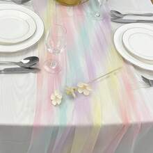 1 Khăn trải bàn phối màu cầu vồng - Chất liệu polyester mỏng nhẹ, màu hồng pastel chuyển dần sang xanh dương, trang nhã, phù hợp cho đám cưới, lễ hội, sinh nhật, trang trí bàn cà phê và bàn bếp. - Nhiều màu - Xem 4