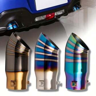 2.6 Inch / 6.5 Cm Diameter Exhaust Tip, D-Shaped Slanted Straight Single-Outlet Stainless Steel Design, Rear Tail Decoration Piece, High-Quality Universal Auto Modification Part, Car & Motorcycle Exterior Upgrade Accessory