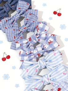10 chiếc kẹp tóc hình nơ hoa anh đào, kẹp tóc bằng satin polyester màu xanh dương, kẹp tóc hoa dùng hàng ngày, kẹp tóc kẻ caro dễ thương, phụ kiện tóc cho bé gái, quà tặng ngày lễ, trang trí tiệc. - Nhiều màu - Xem 3