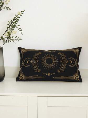 1pc Ramadan Moon 3D Embroidery Throw Pillow Cover, Home Decor Suitable For Living Room, Bedroom, Party And Various Environments