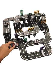 2025 New Year Gift & Christmas Gift "Magnetic Tile Track Car Set" Children's Educational STEM Toy, Strong Magnetic Construction Tiles 5.5cm/2.16in + Multifunctional Sliding Car, Early Learning Toy For Boys & Girls, Parent-Child Interactive Creative Building Blocks, Suitable For 3+ Years, 6+ Years, Kids Toy, Car Toy, Parking Lot Toy, Magnetic Building Tiles Toy - Multicolor - View 6