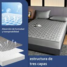 AMOROSA 1Pieza Cubre Colchón Ajustable Elástico(No Incluye Funda de Almohada)para Cama Matrimonial(135*190cm )/King(200*190cm ) Suave y Cómodo Protector de Colchón Sábana Matrimonial, Sábana King para Decoración de Hogar-Envío Local Rápido-Gris - Gris - Ver 2