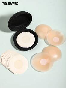 12/24pcs Reusable Silicone Nipple Covers, Breast Petals, Invisible Bra Pasties With Travel Storage Box - Multicolor - View 3
