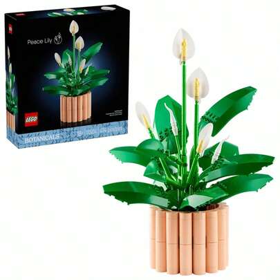  Set de construcție LEGO Botanicals Crinul Păcii pentru adulți - Decor DIY pentru dormitor, raft de cărți și birou pentru femei și bărbați, vârste 18+ - Cadou de Ziua Îndrăgostiților - Kit de creație cu flori artificiale - 11504