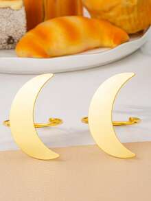 4-12pcs/Set Eid Mubarak Golden Crescent Moon Napkin Rings, Holiday & Daily Home Party Hotel Dining Table Decor