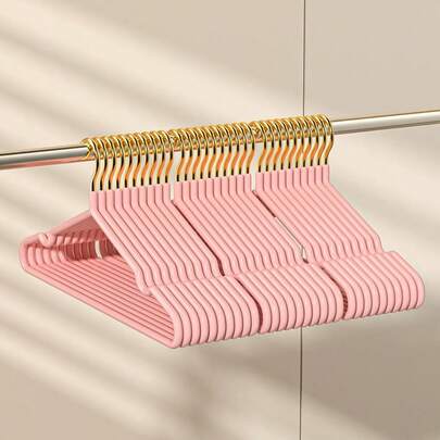 1 Set Heavy-Duty Rubber Coated Metal Hangers | Space-Saving Wardrobe Storage Racks, Suitable For Home Use, Durable Clothing Hooks For Hanging Coats, Shirts, Dresses, Creating A Tidy Closet, Modern And Fashionable Hanger Appearance