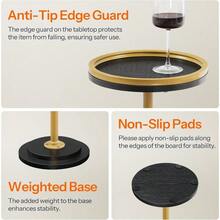 Small Round Side Table Drink Table Coffee Martini Table With Pedestal Accent For Small Spaces In Living Room Bedroom Sofa Couch Black And Gold DB168BZ01 - BlackGold - View 7