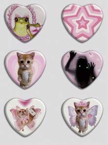 心形徽章，经典时尚徽章/胸针，2D平面设计，高品质金属饰品，适合装饰衣服、帽子、背包，是送给朋友、同学、同事和亲戚的趣味礼物。 - 彩色 - 查看 1