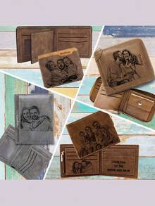 [Anpassad] Personlig graverad plånbok, Anpassad bokstavs- och namngravyr, Unisex bifold plånbok med flera kortfack, Myntficka med dragkedja, Lämplig för alla hjärtans dag, årsdag, födelsedagspresent, Avslappnad hållbar design, Minimalistisk och moderiktig, Högkvalitativt hantverk - Multifärgad - Visa 7