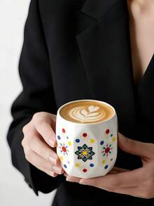 1 pieza Taza de café de cerámica con diseño de dados creativos, taza de estilo bohemio para espresso, taza con asa de agarre impresa a color, taza de té de estilo medio oriental para el Ramadán - Multicolor - Ver 8