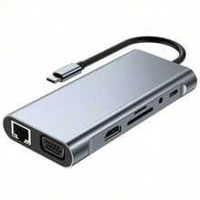 11-In-1 USB-C Expansion Dock Featuring 4K Ultra HD, Fast PD Charging, Gigabit Ethernet, Microphone/Audio, And SD/TF Card Reader - A High-Speed Multi-Port Adapter Compatible With USB-C Devices Like  And Windows. - 11-IN-1 HD100Mbps - View 10