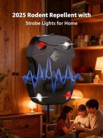 Uppgraderad 3-i-1 ultraljudsskadedjursavvisare, 2025-modell gnagaravvisare med blinkande ljus, lämplig för bilmotor, hem, utomhusträdgård, USB-laddningsbar, singelförpackning