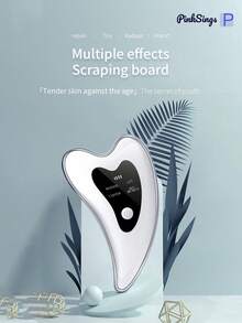 PinkSings Facial Massager, 4 Modes Facial Sculpting Tool With Heating, Red Light And Blue Light Therapy, Stainless Steel Electric Gua Sha Board For Lymphatic Drainage - White - View 2